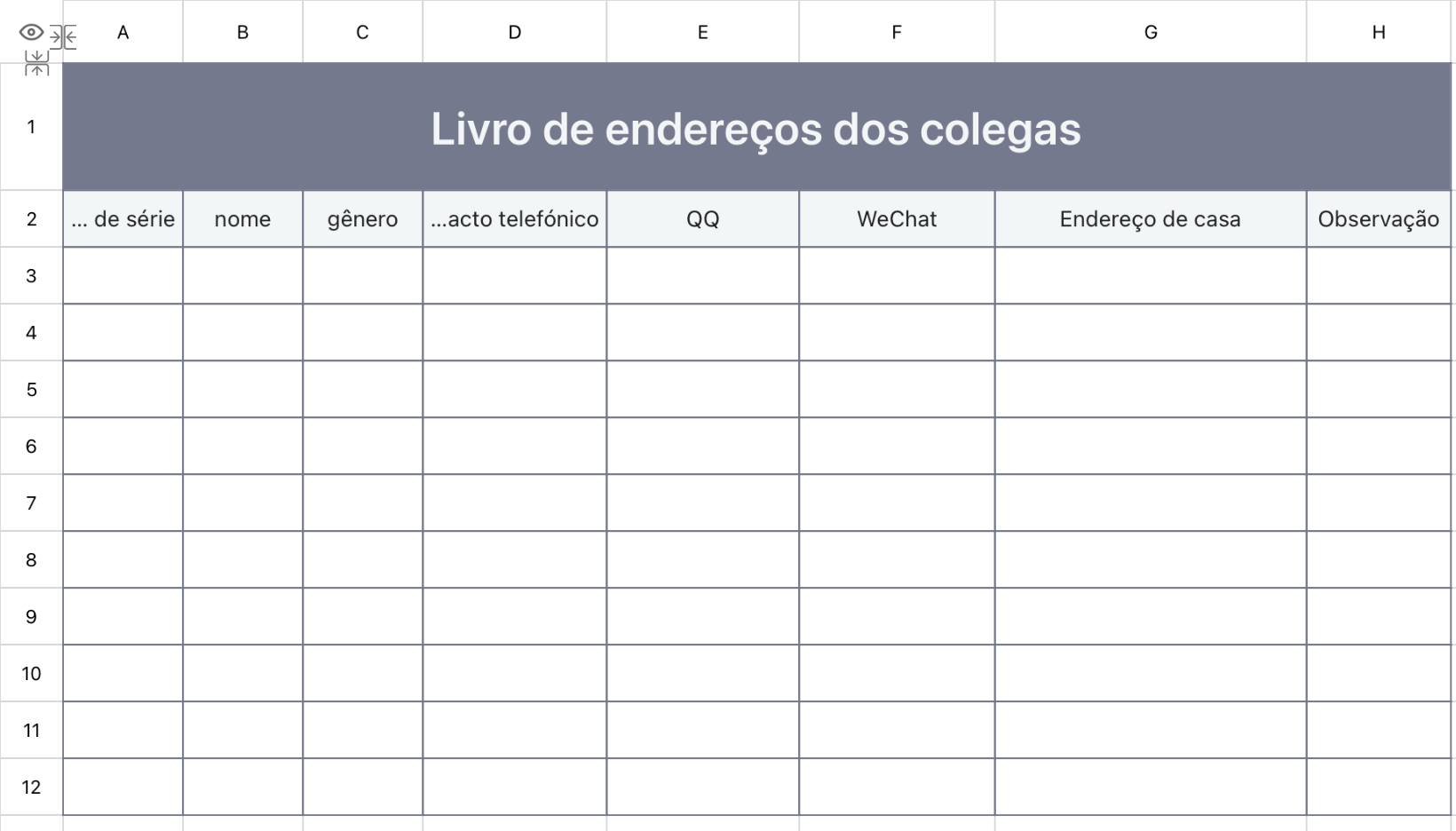Livro de endereços dos colegas